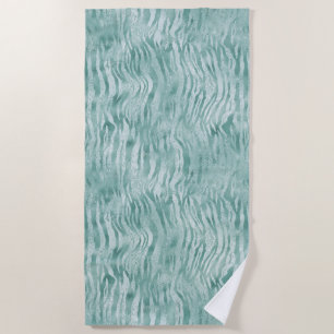 Mint Green Glitzy Zebra Print Glitzer Strandtuch