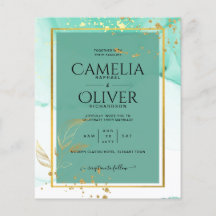 Mint Green Gold Alkohol Tinte Abstrakt Hochzeit