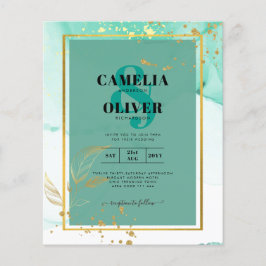Mint Green Gold Alkohol Tinte Abstrakt Hochzeit Flyer