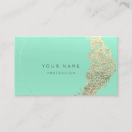 Mint Green Gold Blume Botanische Metallic MInimal1 Visitenkarte