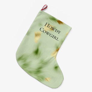 Mint Green Gold Cowhide Großer Weihnachtsstrumpf