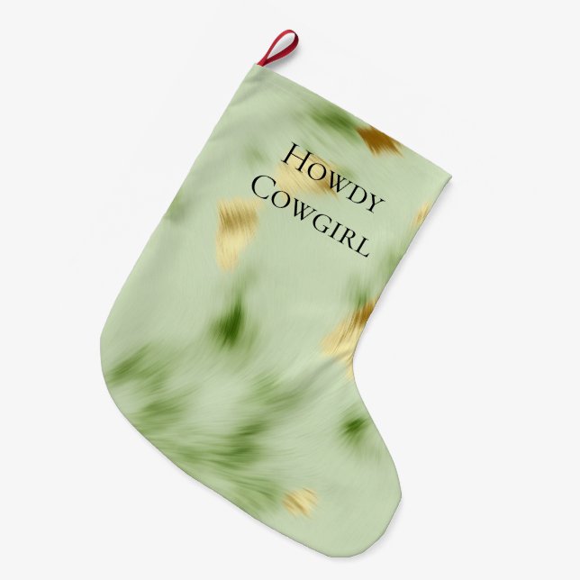 Mint Green Gold Cowhide Großer Weihnachtsstrumpf (Vorderansicht (hängend))
