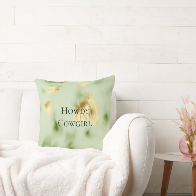 Mint Green Gold Cowhide Kissen (Liege)