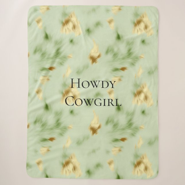 Mint Green Gold Cowhide Sherpadecke (Vorderseite)