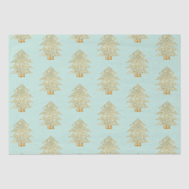 Mint Green Gold Glitzer Weihnachtsbaumen Seidenpapier (Vorderseite)