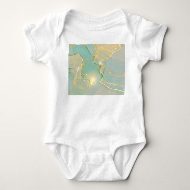 Mint Green Gold Marmor: Texturiert Baby Strampler (Vorderseite)