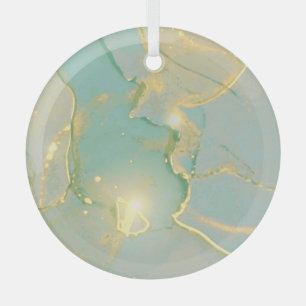 Mint Green Gold Marmor: Texturiert Ornament Aus Glas