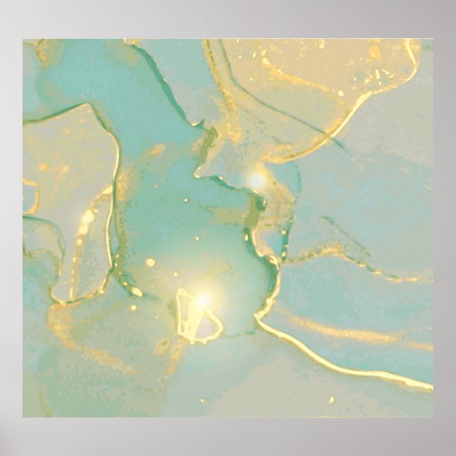Mint Green Gold Marmor: Texturiert Poster (Vorne)