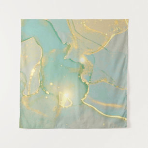 Mint Green Gold Marmor: Texturiert Wandteppich
