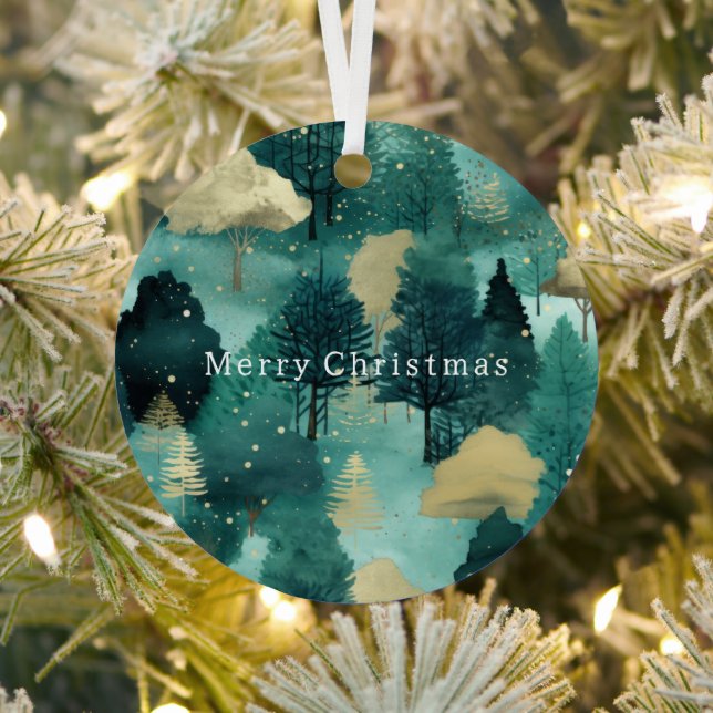 Mint Green Gold Trees Weihnachten Ornament Aus Metall (InSitu)