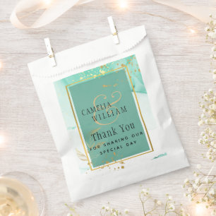 Mint Green Gold WEDD Alkohol Tinte Abstrakt Geschenktütchen