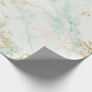 Mint Green Gold White Gray Marble Stone Pinsel Geschenkpapier