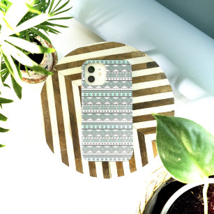 Mint Green Gray Aztec Tough iPhone 12 Pro Fall Case-Mate iPhone Hülle