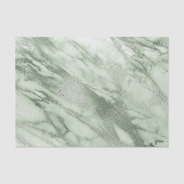Mint Green Gray Pastel Metallic Marmorstein Lux Seidenpapier (Vorderseite)