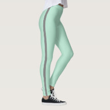 Mint Green Gray Stripe Leggings