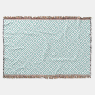 Mint Green Griechisches Schlüsselmuster Decke