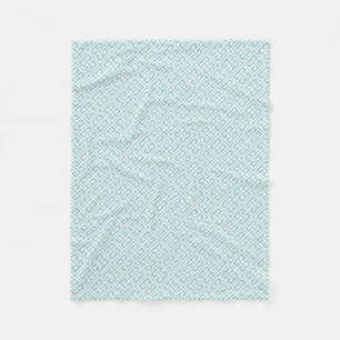 Mint Green Griechisches Schlüsselmuster Fleecedecke