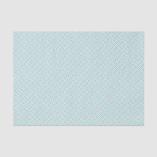 Mint Green Griechisches Schlüsselmuster Seidenpapier (Vorderseite)