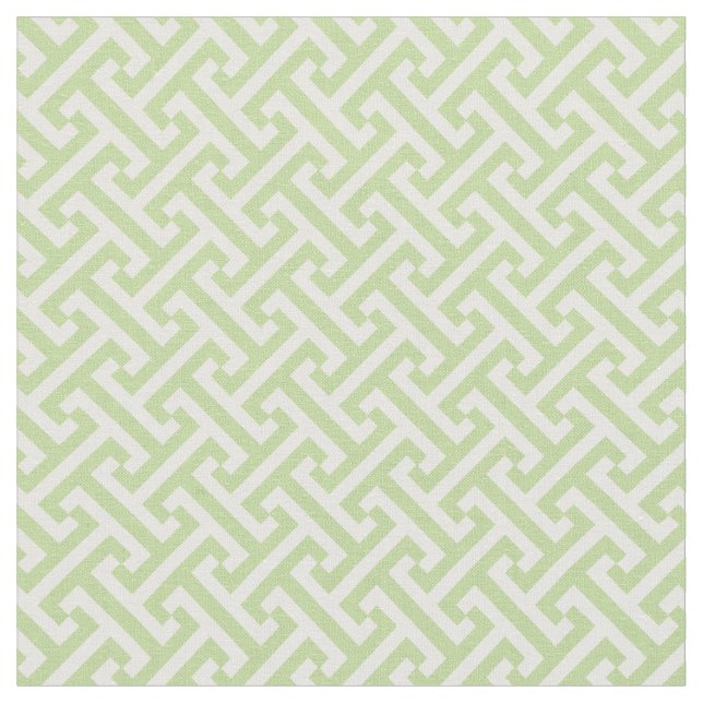 Mint Green Griechisches Schlüsselmuster Stoff (Nahaufnahme)