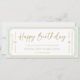 Mint Green Happy Birthday Geschenkgutschein-Karte Einladung