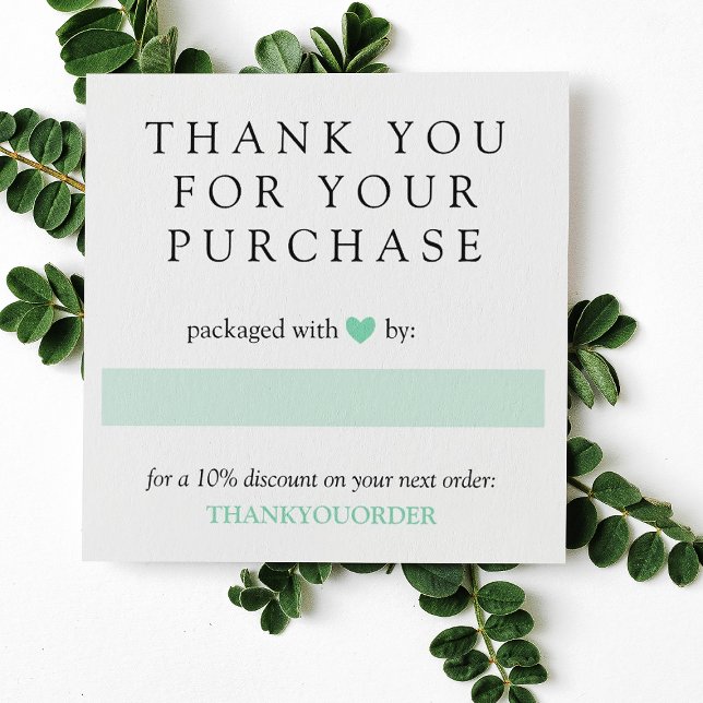 Mint Green Heart Thank You For Order Social Media (Von Creator hochgeladen)