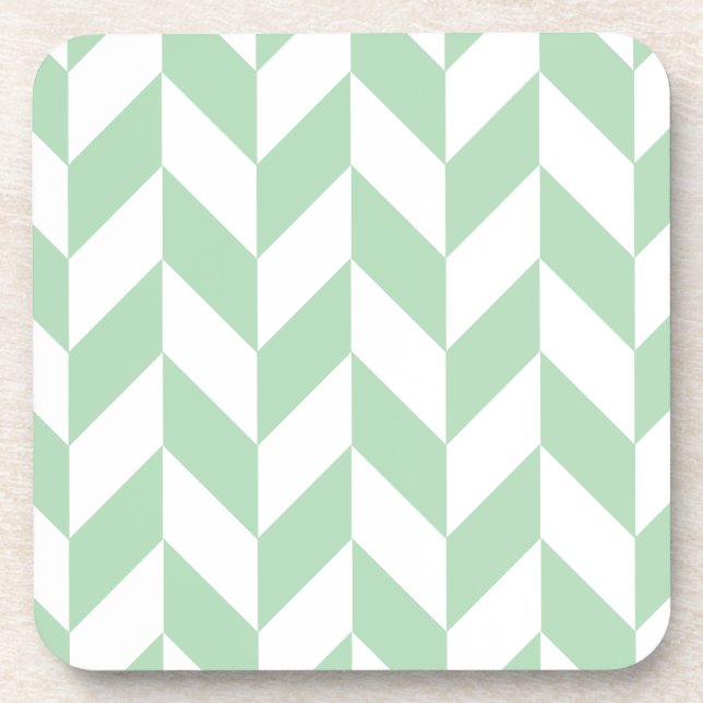 Mint Green Herringbone Pattern Untersetzer (Vorderseite)