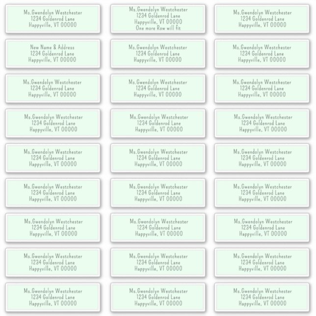Mint Green Individual Mailing Address Labels (Vorderseite)