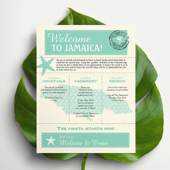 Mint Green Jamaica Wedding Letter Flyer (Von Creator hochgeladen)