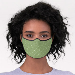 Mint Green Lace Geometry Gitter Geometrie Weiß Premium Mund-Nasen-Maske