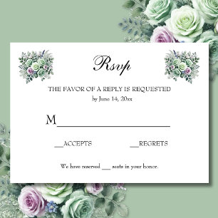 MInt Green Lavender Floral RSVP