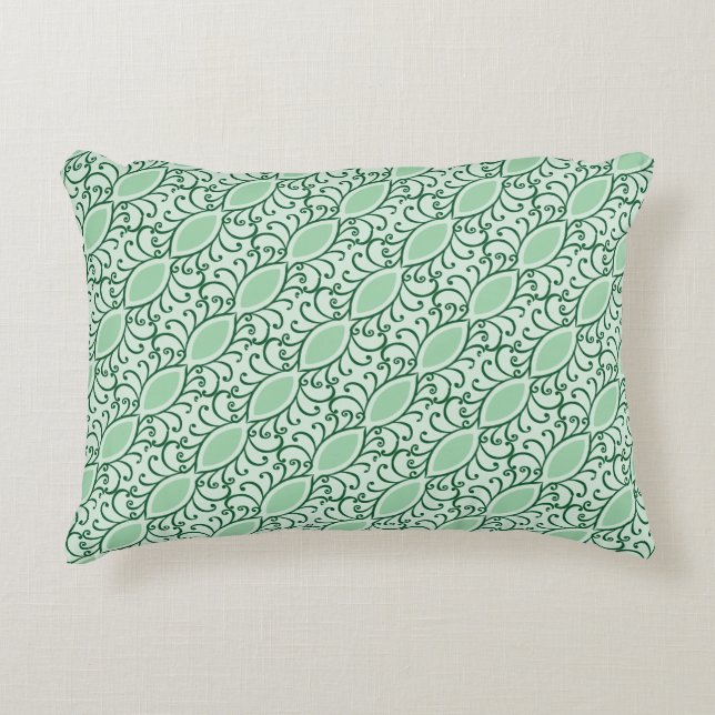 Mint Green Leaf Muster Akzent Pillow Zierkissen (Vorderseite)