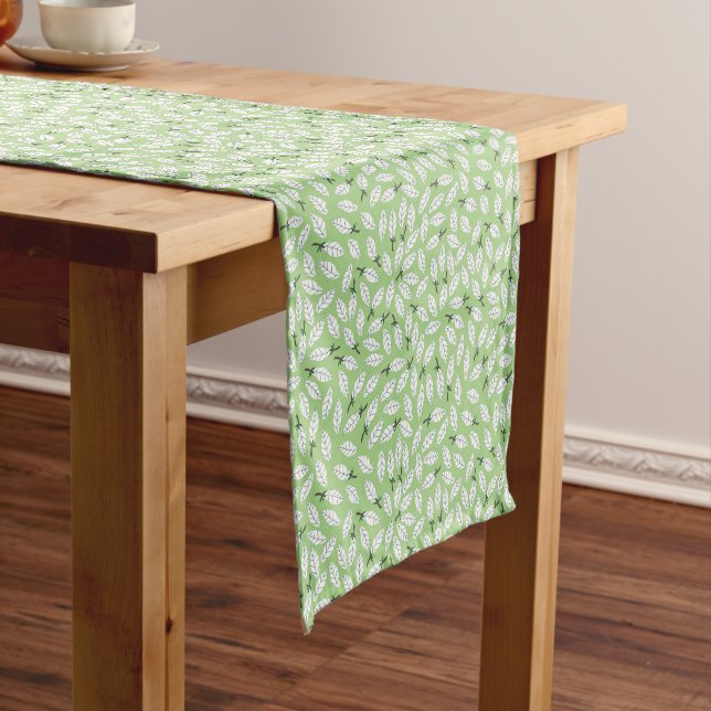 Mint Green Leafy Design Kurzer Tischläufer (Beispiel)