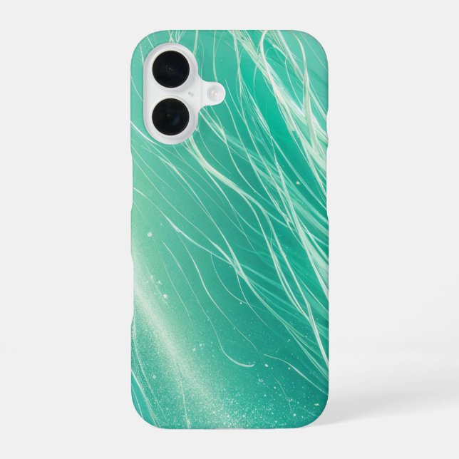 Mint Green Light Waves Phone Case iPhone 16 Hülle (Rückseite)