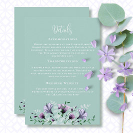 Mint Green Lila Floral QR Code Detail Hochzeit Begleitkarte