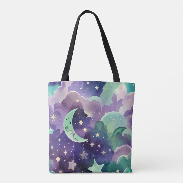 Mint Green Lilac Moon Calm Aesthetic Tasche (Rückseite)