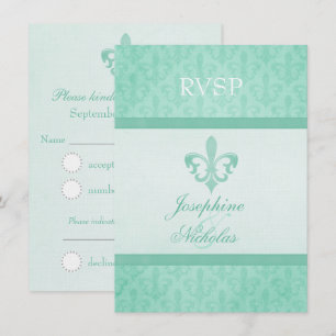 Mint green Lilie formale Hochzeit RSVP Einladung