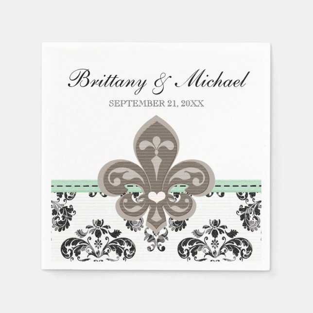 Mint Green Lilie Wedding Serviette (Vorderseite)