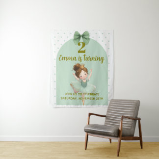 Mint Green Little Princess Ball Wandteppich