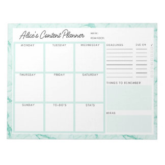 Mint Green Marble Content Planner Notizblock