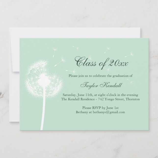 Mint Green Meilleurs voeux Graduation Invitation (Devant)