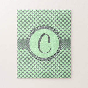 Mint Green mit Grey Polka Dots-Monogram STaylor