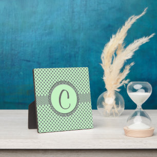 Mint Green mit Grey Polka Dots-Monogram STaylor Fotoplatte