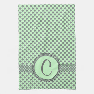 Mint Green mit Grey Polka Dots-Monogram STaylor Handtuch