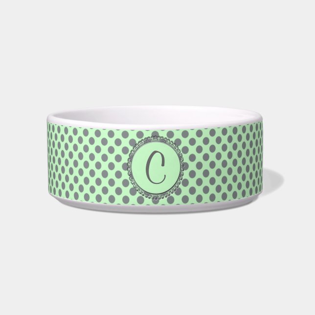 Mint Green mit Grey Polka Dots-Monogram STaylor Napf (Vorderseite)