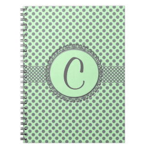 Mint Green mit Grey Polka Dots-Monogram STaylor Notizblock