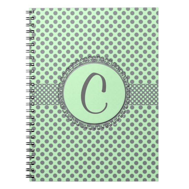Mint Green mit Grey Polka Dots-Monogram STaylor Notizblock (Vorderseite)