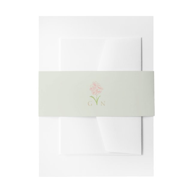 Mint Green | Mit Monogramm Hochzeit mit Floral Cou Einladungsbanderole (Vorderseite Beispiel)