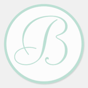 Mint Green Mit Monogramm Wedding Umschlag Aufklebe Runder Aufkleber