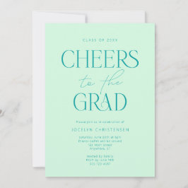 Mint Green Modern Cheers Grad Party Einladung
