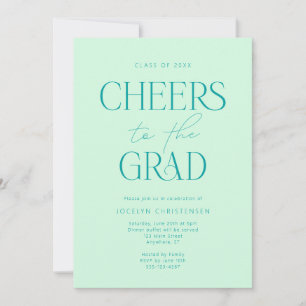 Mint Green Modern Cheers Grad Party Einladung